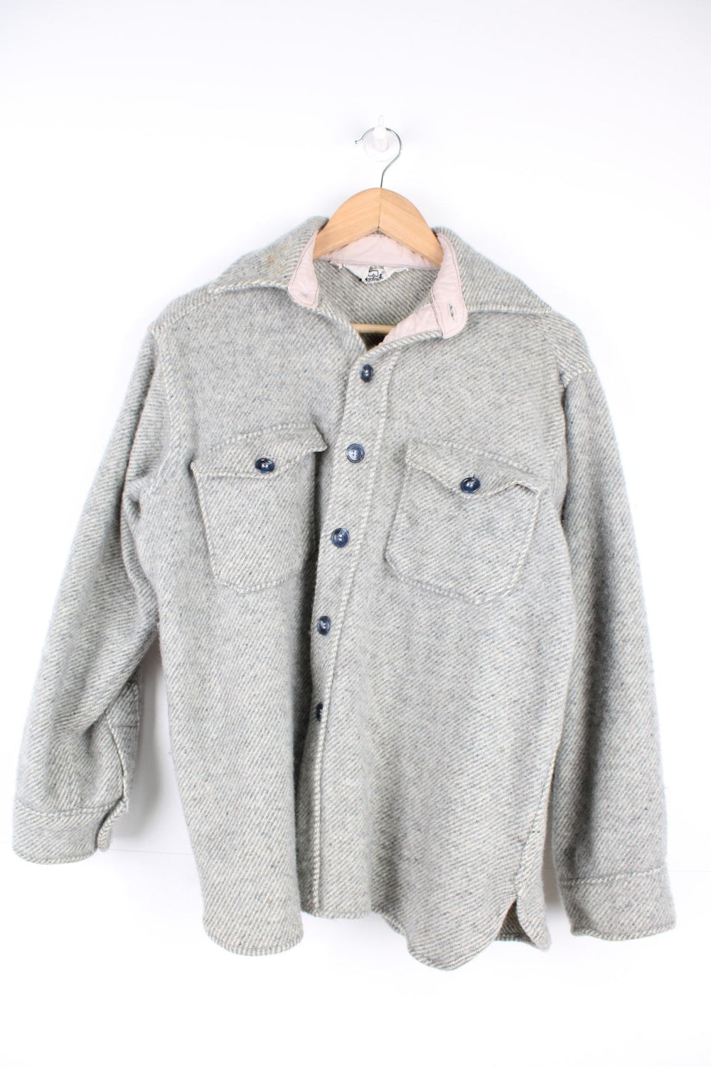 Vintage 80/90's Woolrich grey wool button up overshirt with double chest pockets