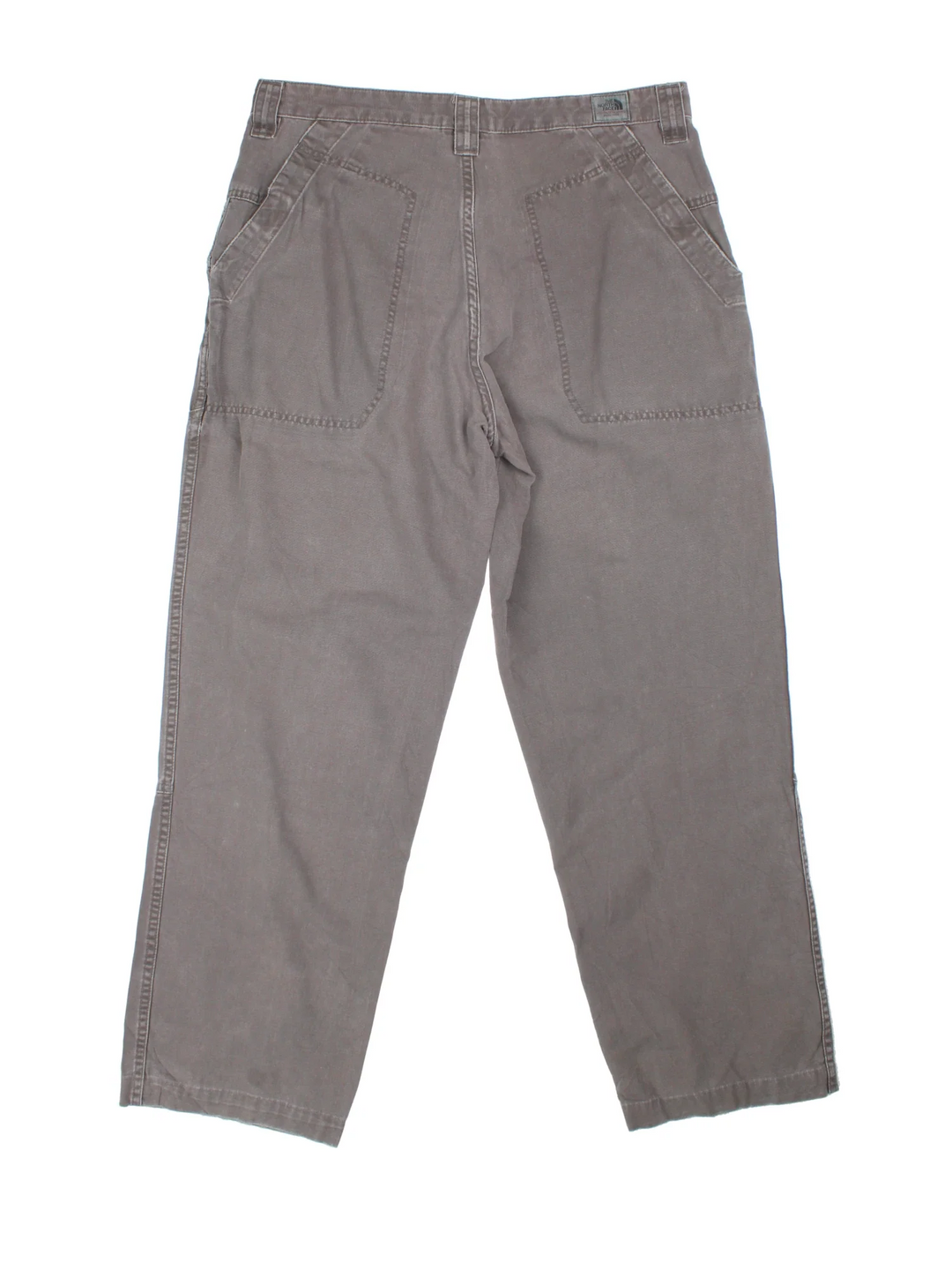The North Face Double Knee Work Trousers in grey colourway with multiple pockets and the logo embroidered on the front.