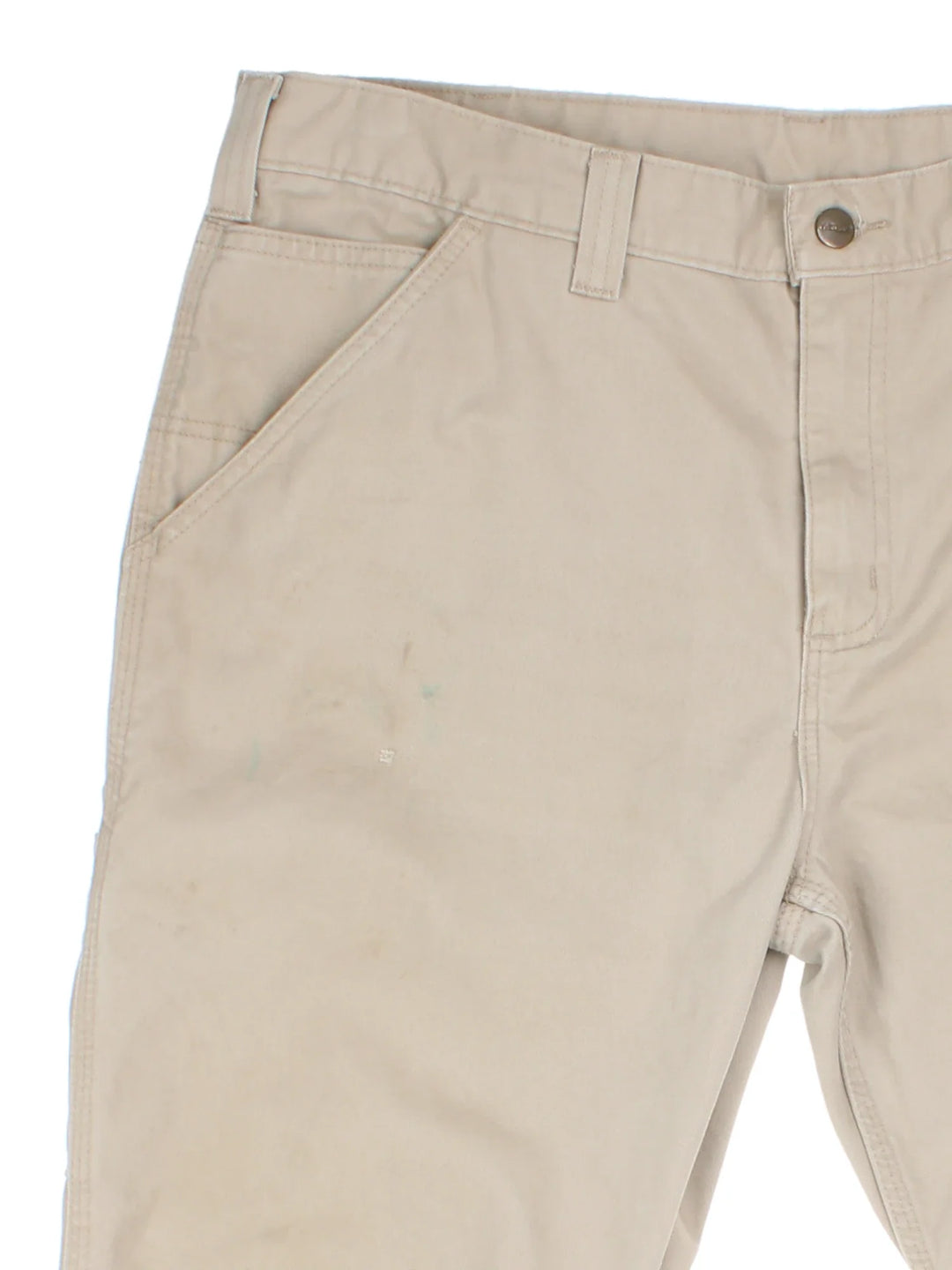 Carhartt Trousers in tan colourway with multiple pockets and the logo embroidered on the back.