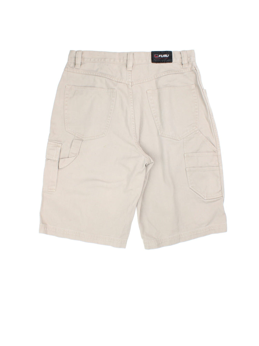 90's FUBU Cargo Shorts in tan colourway with multiple pockets and the logo embroidered on the back.