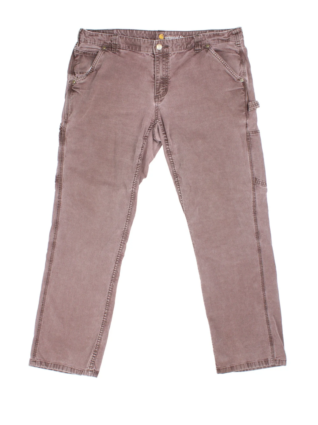 Carhartt Carpenter Trousers in a brown colourway with multiple pockets and the logo embroidered on the back.