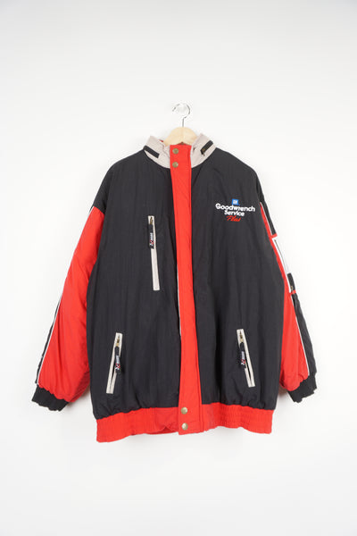Nascar #3 Dale Earnhardt zip through padded coat by Chase Authentics , features foldaway hood and embroidered logo on the front and back