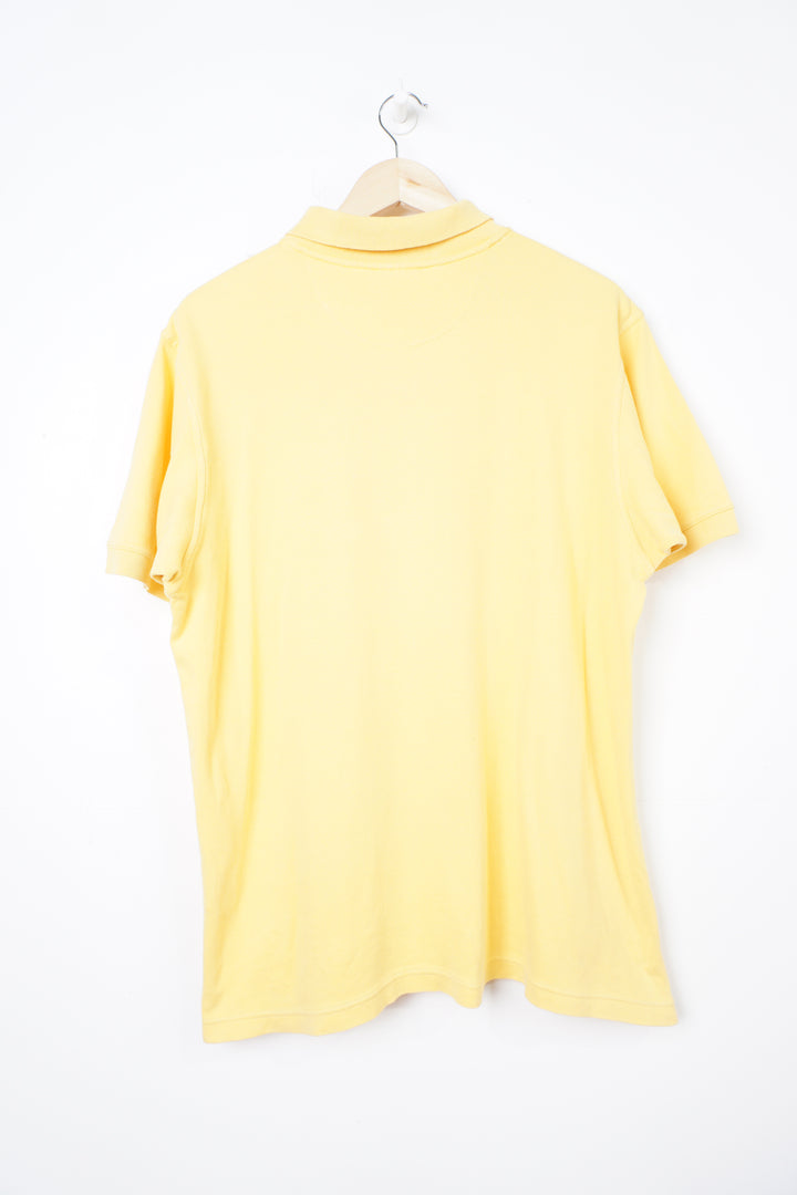 Late 90's Nike all yellow polo shirt with yellow embroidered swoosh logo on the chest