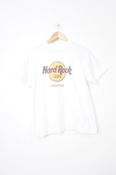 Vintage Hard Rock Cafe Singapore white t-shirt with spell-out logo on the chest 
