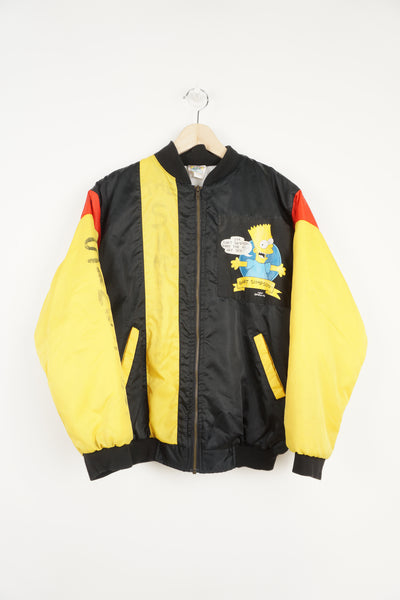 Vintage 90's The Simpsons theme child's bomber jacket with Bart Simpson graphics on the front and back 