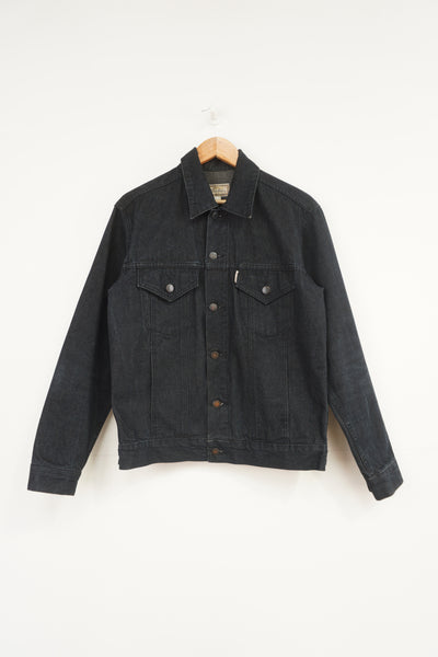 Vintage Thomas Burberry dark wash denim button up jacket with chest pockets 
