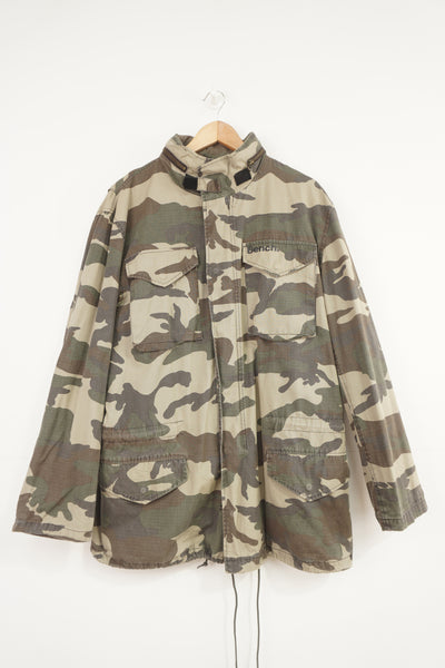 Vintage Bench zip through, camouflage jacket with multiple pockets printed logo on the front pocket