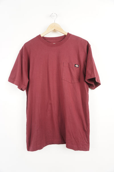 Vintage maroon tee with Dickies branded chest pocket