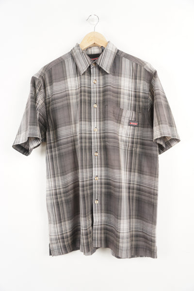 Vintage grey Dickies checkered button up shirt with short sleeves
