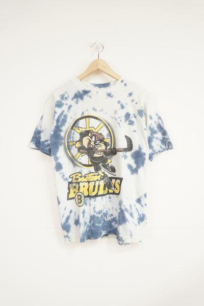 Vintage 1998 Boston Bruins x Looney Tunes' Tasmanian Devil, single stitch tie dye t-shirt with printed graphic on the front