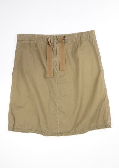 Vintage Diesel khaki cotton skirt with chunky draw string waist band 