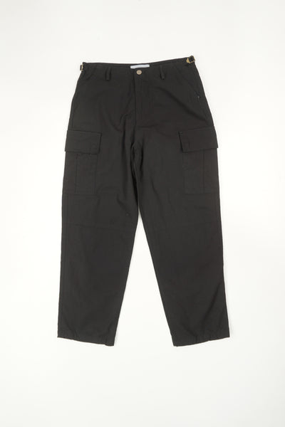 Black Carhartt WIP cropped cargo/ workwear style trousers with multiple pockets