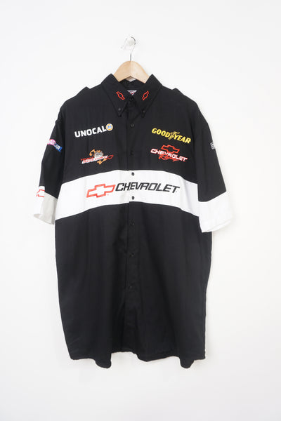 Vintage Crusin' Sports all back button up shirt with embroidered Chevrolet logo and other sponsors