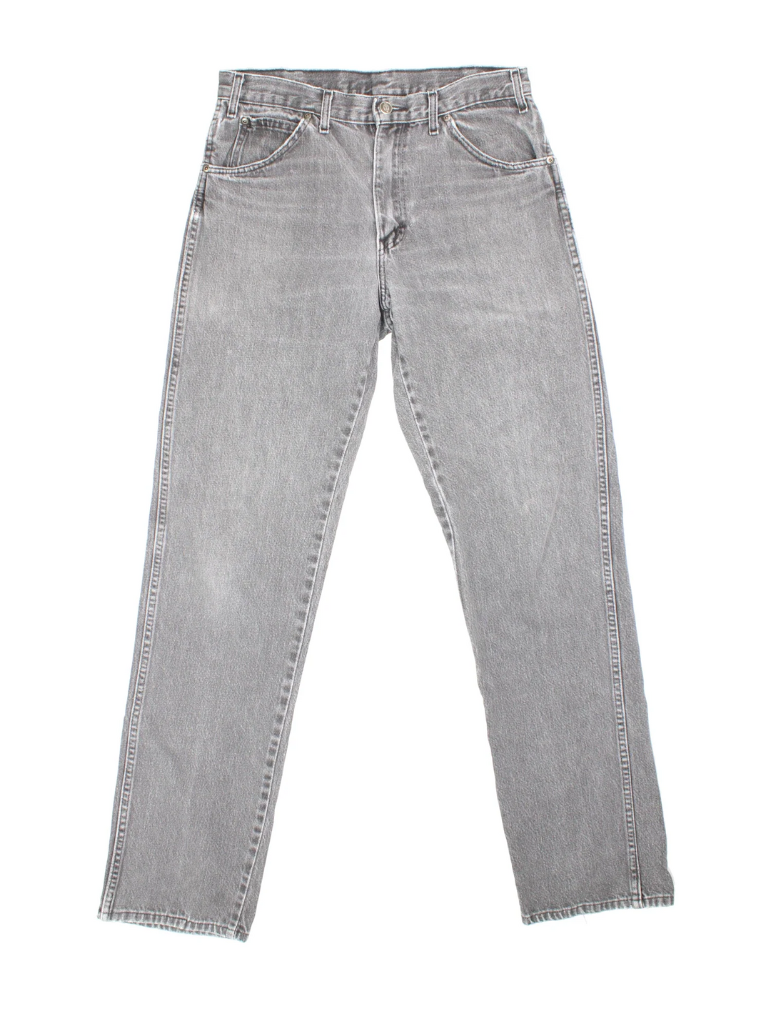 Dickies Jeans in grey colourway with multiple pockets and the logo embroidered on the back.