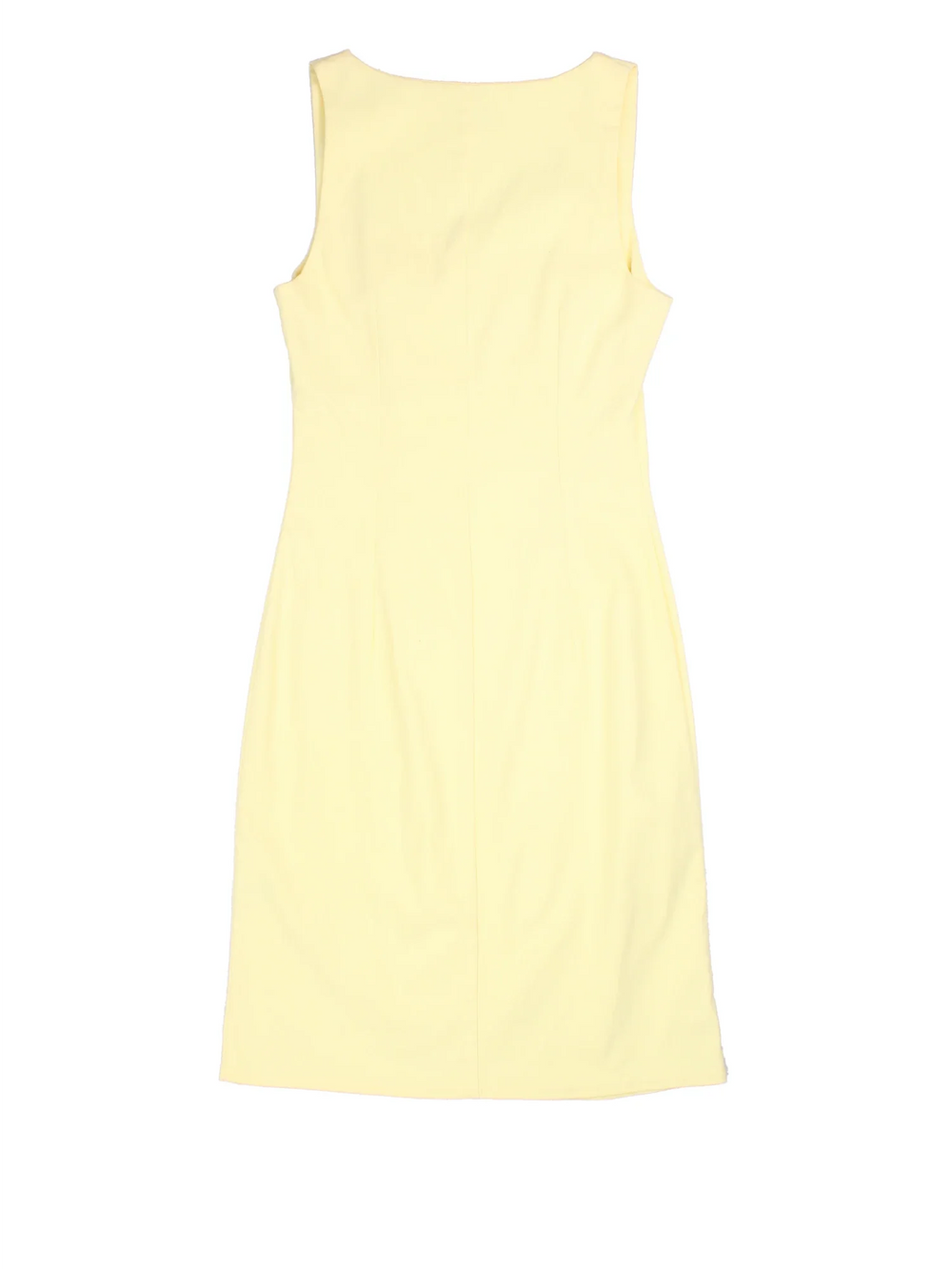 Y2K New Look Midi Dress in yellow colourway. Scoop neckline with bow detail and darted seems.