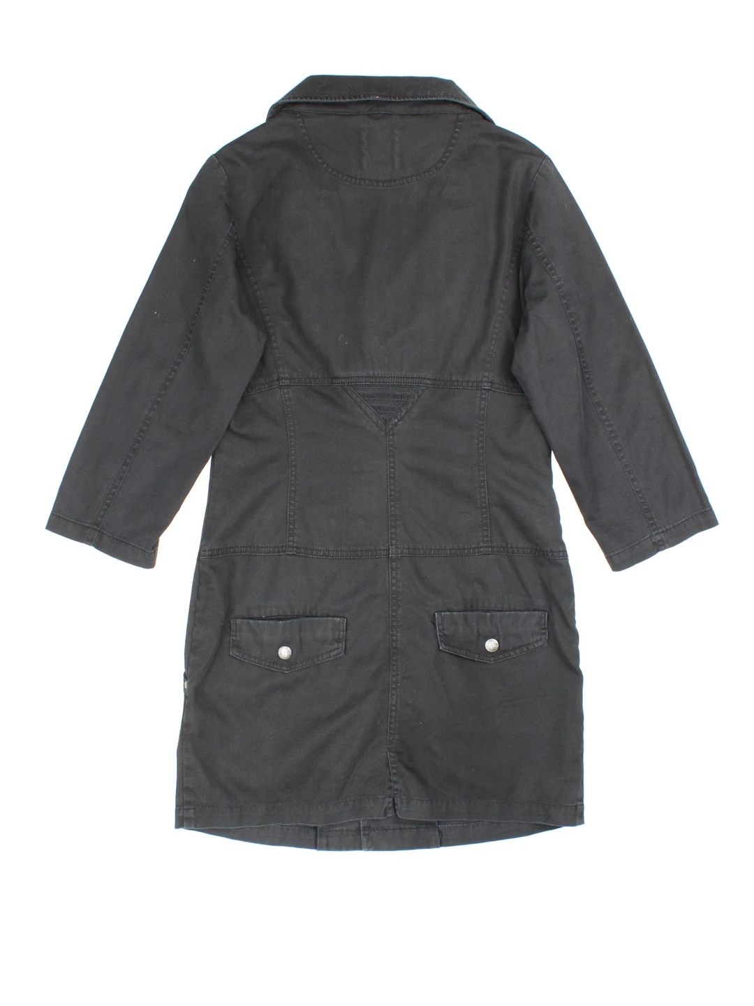 Y2K Diesel Shirt Dress in black colourway. Zip up fastening with multiple pockets and embroidered branding.