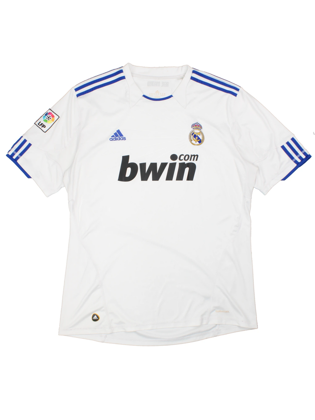 Real Madrid 2010/11  Football Shirt in the  home kit colourway, features embroidered logos and badge on the front.