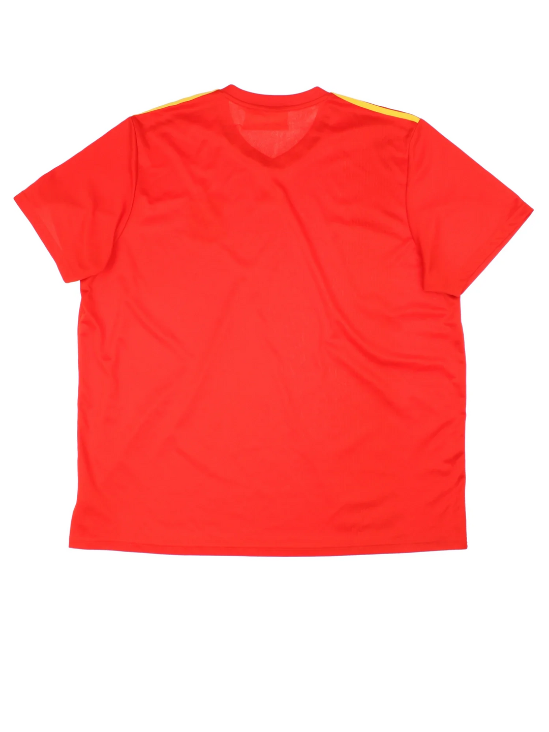 Spain 2018/19 Adidas Football Shirt in the red home kit colourway, features embroidered logos and badge on the front and zig zag patterning.