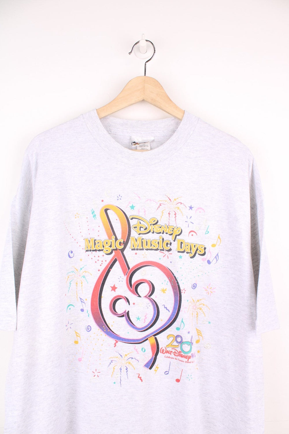Vintage Disney Magic Music Days 2000 T-Shirt in grey with multi coloured print on the front.