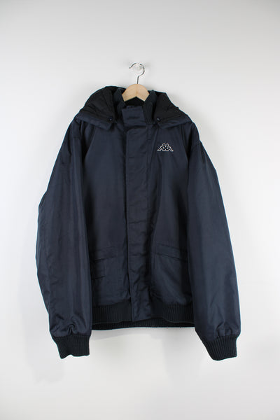 Kappa Navy Puffer Coat with embroidered logo on chest   good condition  Size in Label:  XXL