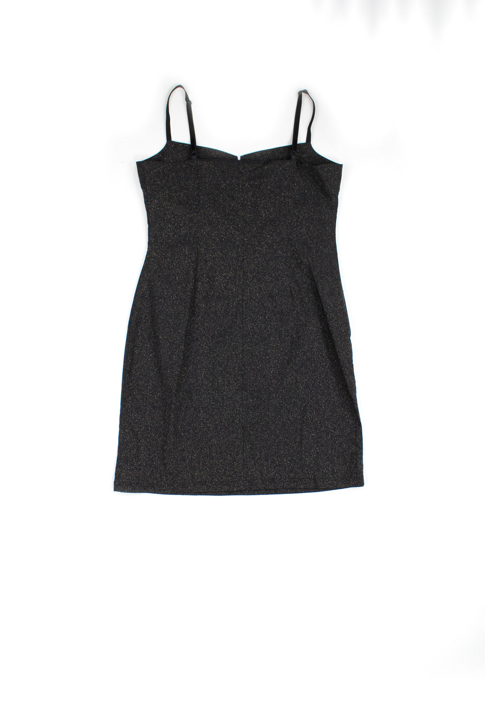 90's New Look black sparkly mini dress with adjustable spaghetti straps