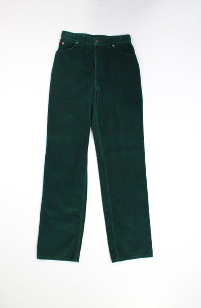 Vintage green Levi Strauss corduroy trousers with white tab on back pocket. Straight leg fit with pressed crease on the front   good condition   Size in Label:  No Size - Measures like a women's 10 (M)