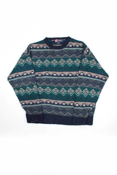 Ralph Lauren Chaps knit jumper in Nordic green and blue design. 100% wool.   good condition  Size in Label:  XL