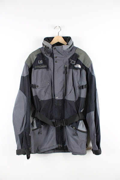 The North Face Steep Tech black and grey waterproof outdoor belted jacket The North Face Steep Tech black and grey waterproof outdoor belted jacket 