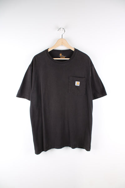 Vintage Carhartt T-shirt in black, with a chest pocket and embroidered logo on the front. 
