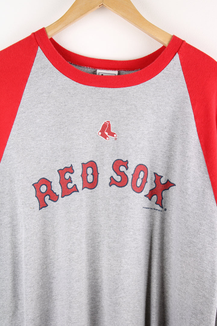Vintage Boston Red Sox T-shirt, printed on a Lee shirt, red, blue and grey team colourway, quarter length sleeves, and printed logo spell out across the front.