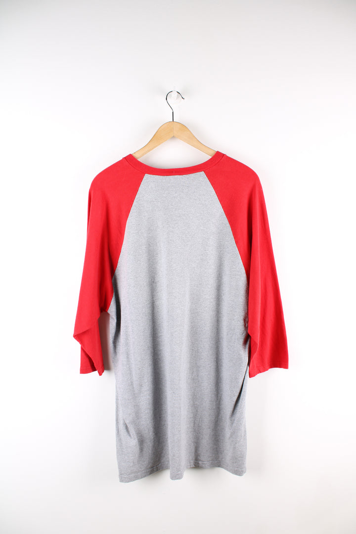 Vintage Boston Red Sox T-shirt, printed on a Lee shirt, red, blue and grey team colourway, quarter length sleeves, and printed logo spell out across the front.