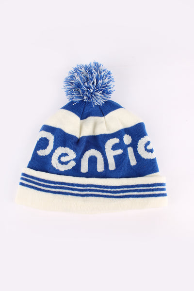 Penfield cream knitted beanie hat with spell-out logo in the weave and pom pom   good condition  Size in Label:  One Size 