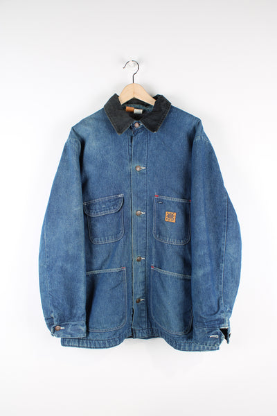 Vintage 70's Wrangler Big Ben work jacket. denim work jacket with cord collar and blanket lining. 