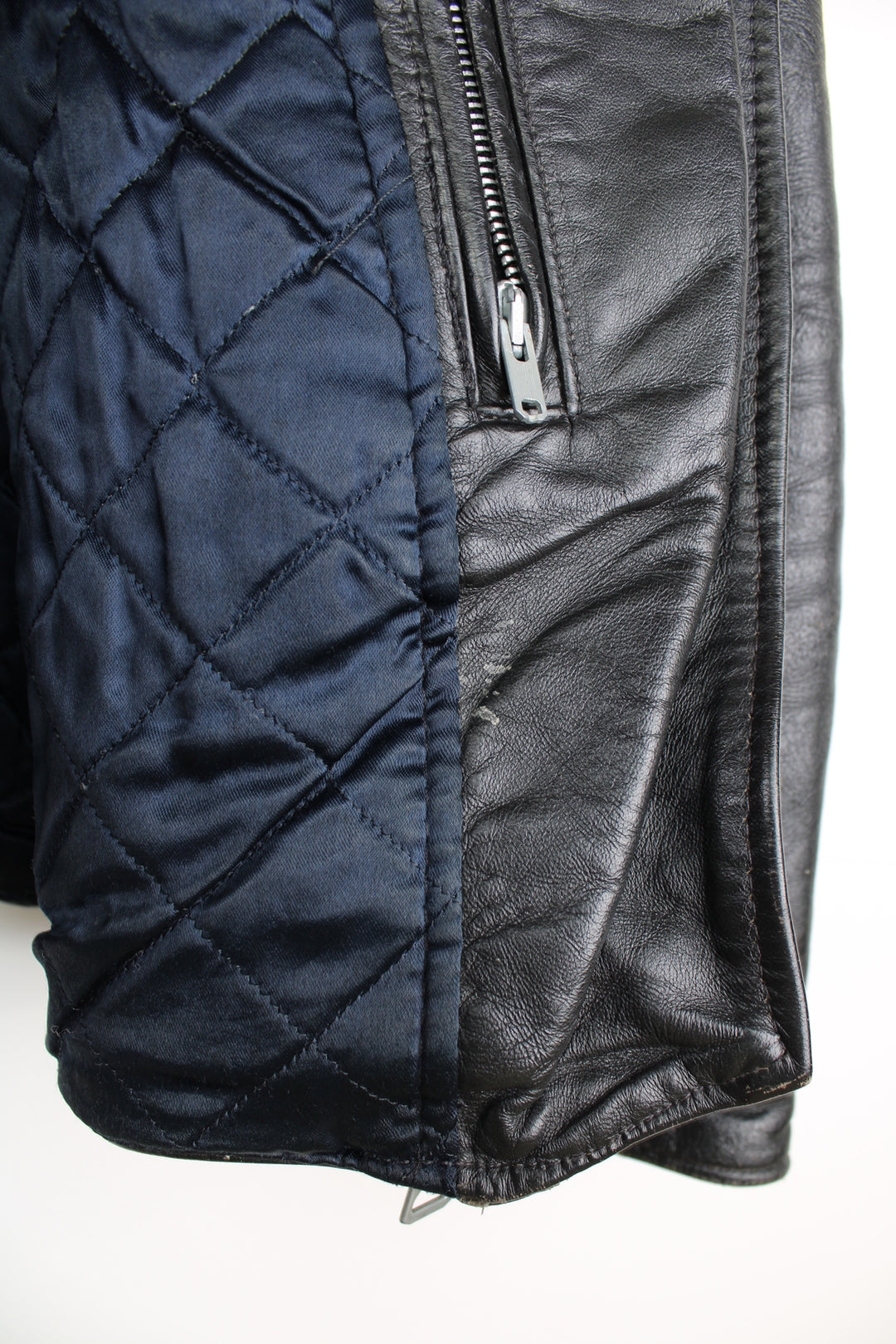 Vintage 1970's rare, black leather zip through cafe racer style biker jacket by Speedman Leathers