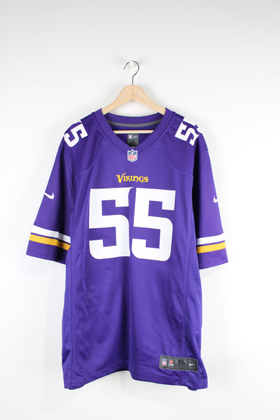 Purple Minnesota Vikings number 55 Anthony Barr jersey. Made by Nike.   good condition - small mark on the 8 on the front (see photos)  Size in Label:  Mens XL
