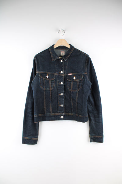 Y2K Miss Sixty button dark wash denim jacket with double pockets and signature branded tab on the pocket 