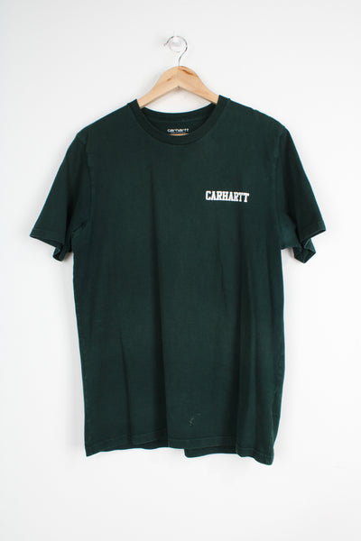 Carhartt forest green t-shirt with spell-out details on the chest