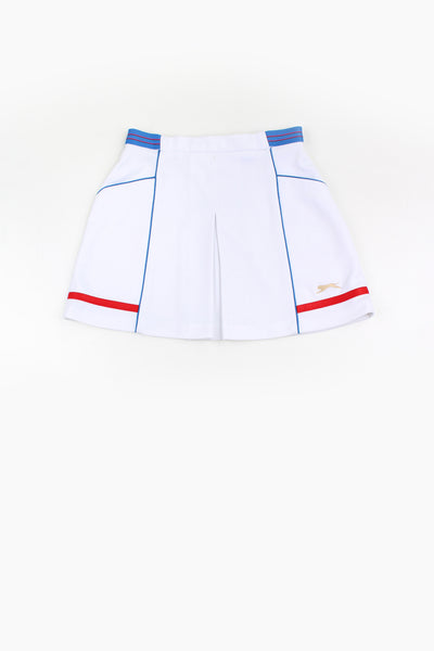 Vintage Slazenger Challenge 2000 Tennis white tennis skirt with embroidered golden logo on the hem 