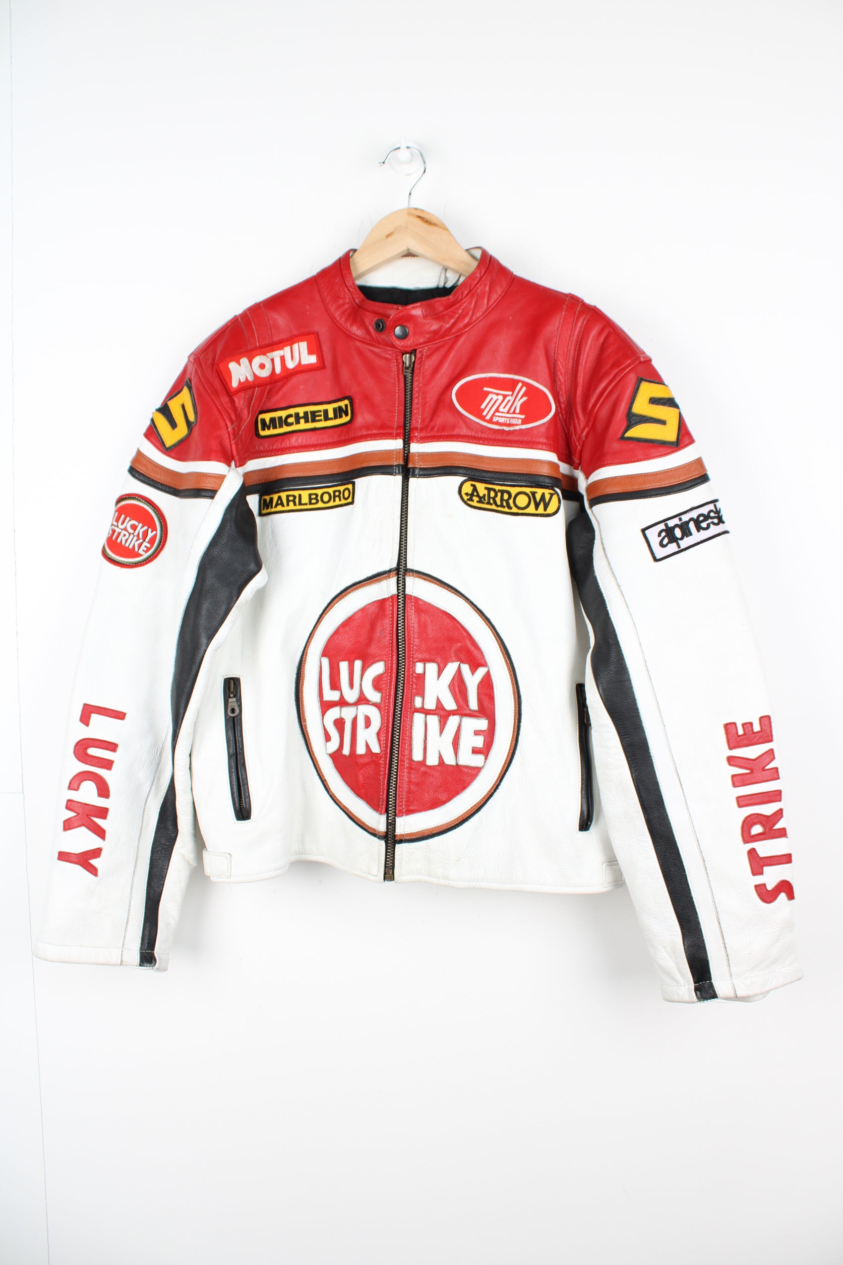 Vintage 80s Leather Lucky Strike Racing Jacket – VintageFolk
