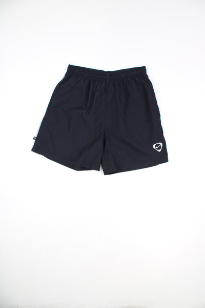 Nike Shorts in a black and grey colourway, adjustable waist, pockets, and has the logo embroidered on the front.