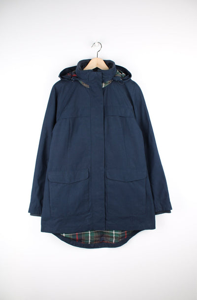 Modern Pendleton Woolen Mills jacket with popper button and zip to close. Navy blue coat with fold away hood and elasticated cuffs and collar.  good condition - some light marks   Size in Label:   Mens M