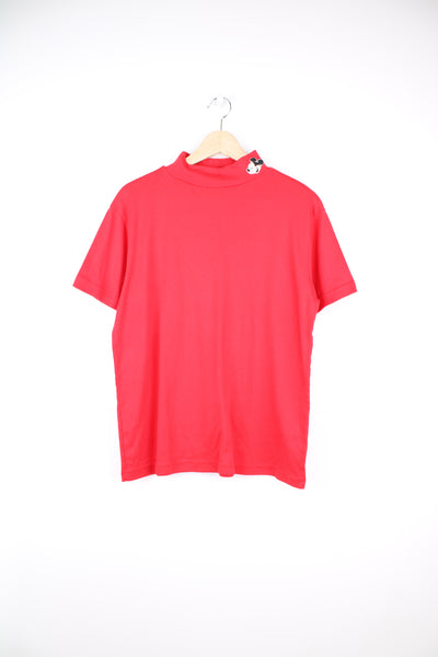 Vintage Mickey Unlimited all red, slim fit roll neck t-shirt with printed Mickey head on the collar 