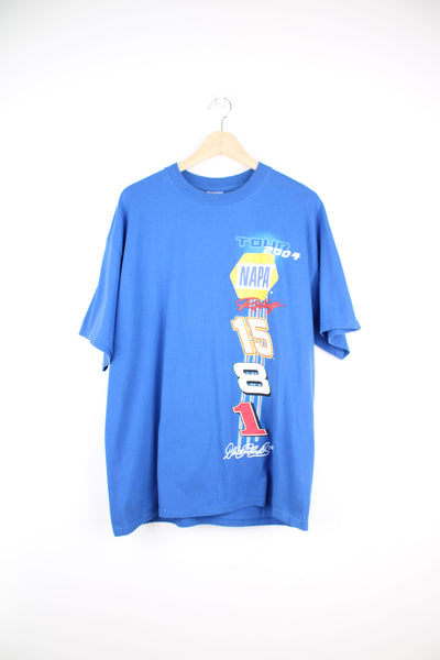Vintage 2004 bright blue Nappa Racing printed spell-out graphic tee