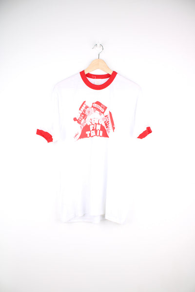Vintage 1980's Reno Fun Train white ringer tee with red graphic and piping