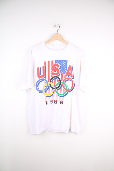 Vintage 1996 Olympics, team USA official USOC licensed product. 90's single stitch t-shirt with printed graphic on the front