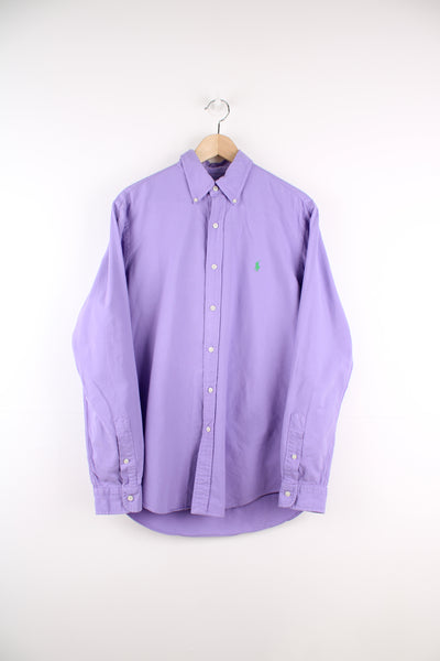 Ralph Lauren Shirt in a purple colourway, button up and has the logo embroidered on the front.