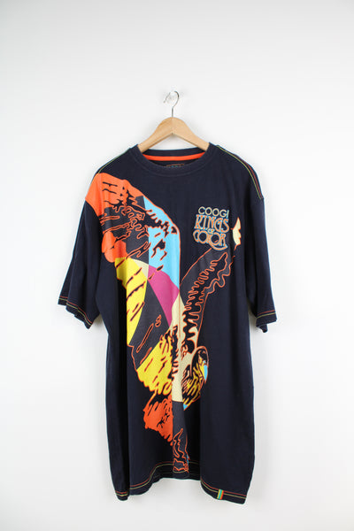 Coogi Kings of Color navy blue graphic t-shirt with embroidered spell-out logo on the chest