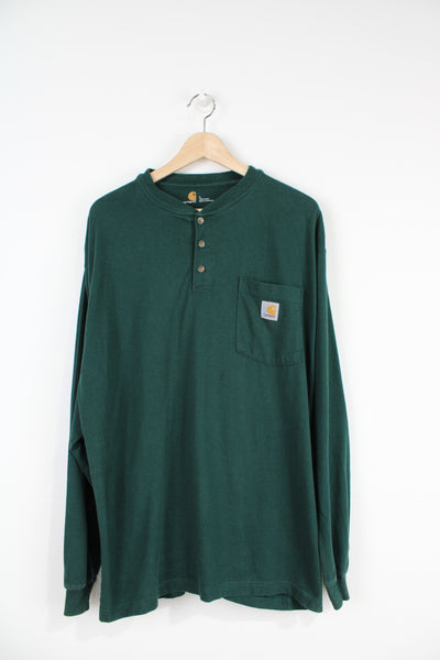 Carhartt green long sleeve t-shirt with branded chest pocket