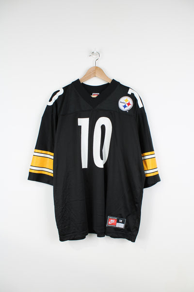 1997-00 Pittsburg Steelers x Kordell Stewart #10 all black jersey by Nike, features printed spell-out details on the front and back