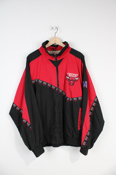 Chicago Bulls red and black zip through tracksuit jacket by Pro Player,  embroidered spell out details on the front, back and sleeves